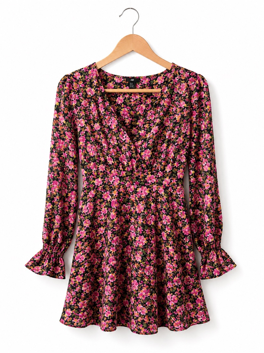 Vero Moda Smocked Floral Mini Dress Small Puff Sleeve Romantic Cottagecore
